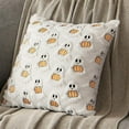 thumbnail image 5 of Leutsin Halloween Pumpkin Ghost Pillow Covers Decorative Fall Cute Ghost Plush Faux Fur Pillows 18x18 Inch Soft Pumpkin Accents for Sofa Couch Bed Living Room Festive Home Decor,White Orange, 5 of 8