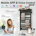 thumbnail image 3 of SIOYIE Smart Heated Towel Rack, 290W Wall-Mounted Electric Towel Warmer with Shelf, 8-Bar, Wi-Fi App Control, 1-24H Timer, 115℉-155℉, Low Carbon Steel, IPX5, Plug-in/Hardwired, Black, 3 of 9