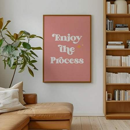 Enjoy The Process Motivational Wall Art - Retro Style Inspirational Poster - Positive Quote For Home Office Decor - Vintage Typography Print Wall Art Modern Wall Decor 8x12 UNFRAMED
