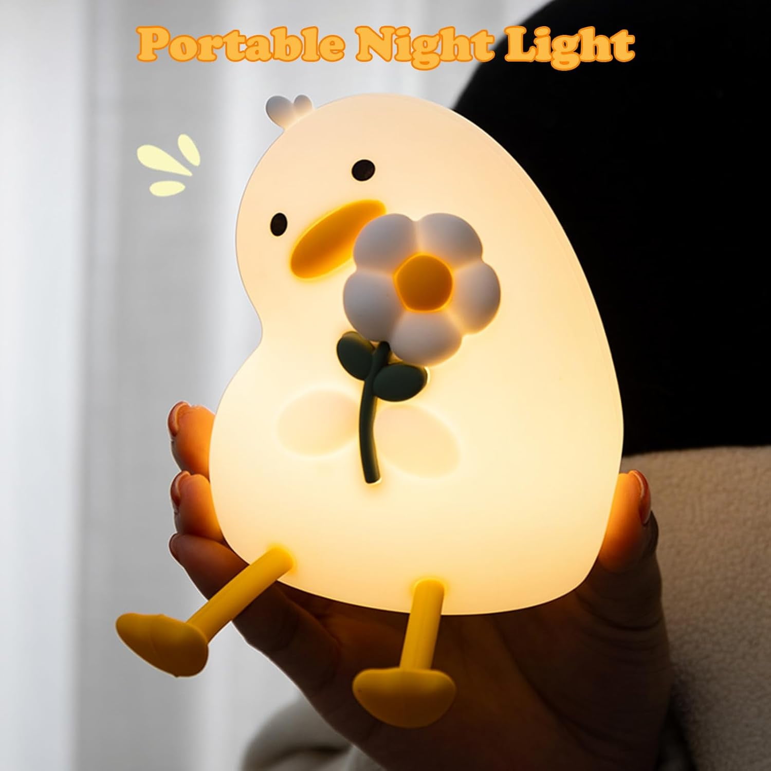 Night Light for Kids, Cute Duck Silicone NightLight with Timer, Rechargeable Nursery Light, LED Squishy NightLights, Safe Bedside Lamp, Dimmable Animal Night Lamp for Boys Girls Toddler