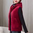thumbnail image 5 of Fanxing Plus Size Fleece Vest for Women with Hood Zip Up Sleeveless Sherpa Jackets Winter Warm Outwear with Pockets Wine 3XL, 5 of 5