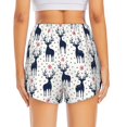 thumbnail image 4 of Running Shorts for Women, Clean Navy Blue Deer Snowflake Workout Athletic Shorts with Pockets, Lounge Yoga Shorts Women, 4 of 7