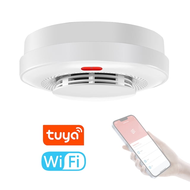 Detector de humo Tuya Wifi, Sensor de alarma de sonido de protección contra incendios, ap Romacci Detector