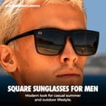 thumbnail image 2 of GRINDERPUNCH Polarized Sunglasses Men Women UV400 Protection Retro Square Sun Glasses Driving Golf Hiking Fishing Shades - Black, 2 of 9
