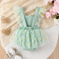 thumbnail image 3 of PatPat Baby Girls Clothes Baby Girl Romper Green Floral 3D Flower Design with Daisy Print Mesh,0-18M, 3 of 7