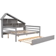thumbnail image 3 of Full Size Platform Bed with Trundle and Shelves, Gray My Lux Decor Round, 3 of 6