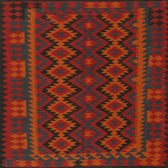 Ahgly Company Indoor Square Traditional Red Southwestern Area Rugs, 8' Square