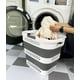 thumbnail image 3 of SAMMART Cesta plegable de plástico para la colada de 40 l (10,5 galones) con asas – Contenedor/organizador de almacenamiento plegable – Cesto para la colada portátil – Ahorro de espacio (1, blanco/gri, 3 of 5