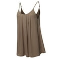 thumbnail image 2 of A2Y Women's Relaxed Fit Wool Dobby Woven Double Layer Spaghetti Cami Pleated Top Mocha M, 2 of 6