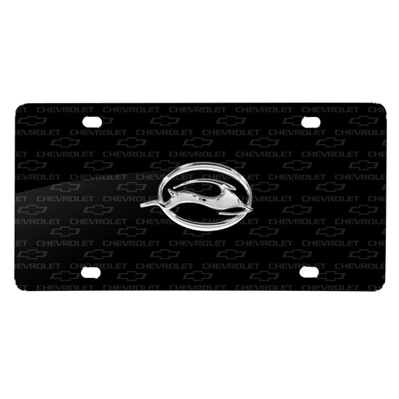 Chevrolet Impala in 3D Logo on Logo Pattern Black Aluminum License Plate