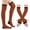 Orange, black-#q001, variant on Women's Striped Over Knee High Socks Rainbow Thigh High Socks with Arm Warmer Fingerless Gloves Goth Y2K Style Set