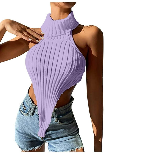 Birdeem Femmes Décontracté Uni Sans Manches à Col Licou Débardeur Chandail Blouse Gilet Hauts