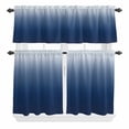 thumbnail image 2 of Kitchen Window Curtains Valance and Tier Set, Navy Blue Gradient Ombre Rod Pocket Tier Curtain Valance Set, Minimalist Art Light Filtering Cafe Curtains for Bedroom Living Room, 2 of 9