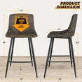 thumbnail image 5 of 24" Tech Cloth Counter Height Bar Stools with Backs, Retro Grey, Set of 2, 5 of 5