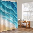 thumbnail image 6 of Ocean Waves Shower Curtains for Bathroom, Abstract Gradient Orange Teal Waves Beach Washable Fabric Shower Curtain with Hooks Waterproof Bathroom Decor Sets, 54 x 78 Inches, 6 of 9