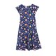 thumbnail image 3 of Vestido de verano para niña, de manga corta, con cuello redondo y estampado floral, de poliéster, con bolsillos y volantes., 3 of 5