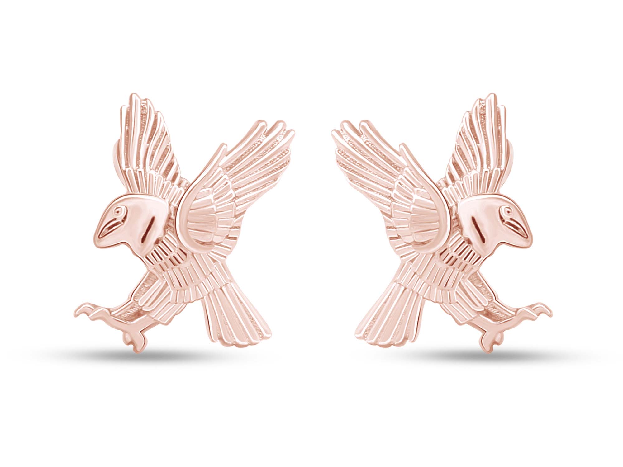 Eagle Stud Earrings In 14k Rose Gold Over Sterling Silver