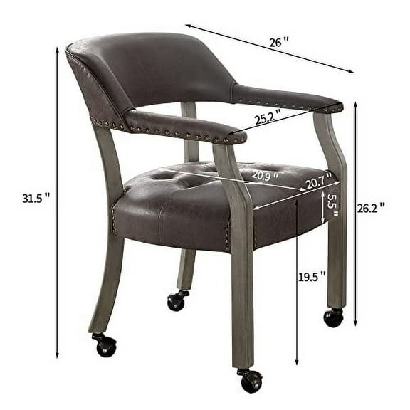 Solid Wood  Caption's Chairs, Dinning Chairs with Wheels and Arms,Office Desk Chairs, Classic Swivel Accent Chairs with Upholstered,31.5¡±H for Living Room Dinning Home Office Retro SY1318DK