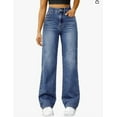 thumbnail image 3 of Straight Leg Jeans for Women,High Waisted Wide Leg Loose Microelastic Boyfriend Denim Pants, 3 of 7