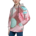 thumbnail image 2 of Fotbe Pastel Macarons Delight Pattern Youth Pullover Hooded Sweatshirt, Boys Hoodie, Kangaroo Pocket Hoodie for Kids Girls -Large, 2 of 6