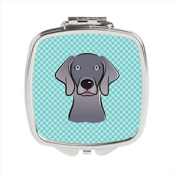 Checkerboard Blue Weimaraner Compact Mirror, 2.75 x 3 x .3 In.
