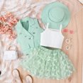 thumbnail image 2 of Utlike Girls 4 Pack Outfits Set Summer Toddler Sleeveless Jacket Coat White Vest Tutu Mesh Skirt Hat 4 Piece Outfits Set For Kids Girls Casual Playsuit Size 5 Years-6 Years, 2 of 7