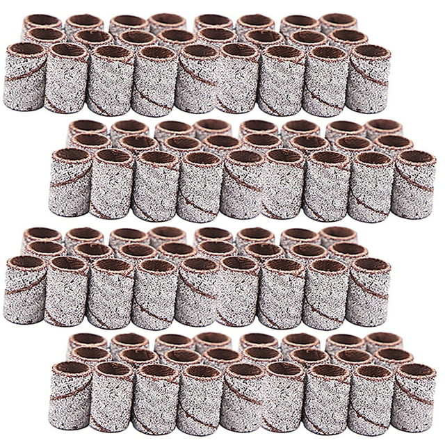 100 bandas de lijado de uñas, funda de lijado para manicura, cabezal de pulido profesional, anillo de lijado, quitaesmalte de uñas