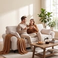 thumbnail image 4 of CQSXDA 80.7 Inches 2-Seater Iron and Wood Frame Corduroy Loveseat Sofa with Rolled Armrests  for Modern Living Room and Small Spaces, White, 4 of 11
