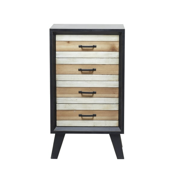 DecMode 15"W, 34"H Wood Modern Cabinet, Black, 1-Piece