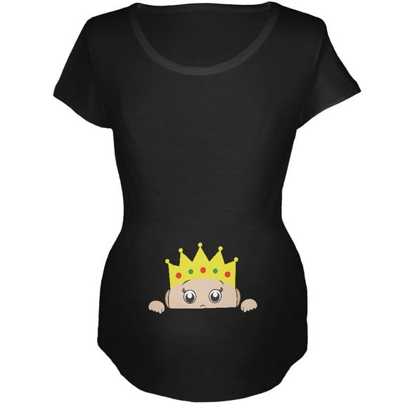 Peeking Baby My Little Prince Black Maternity Soft T-Shirt - Large