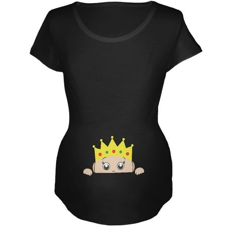 

Peeking Baby My Little Prince Black Maternity Soft T-Shirt - Medium