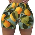 thumbnail image 2 of Balery Retro Warm Lemon Flower Pantalones cortos de entrenamiento estampados para mujer, sin costuras, ajustados, para gimnasio, yoga, correr, deportes, ejercicio activo, fitness.-Small, 2 of 8