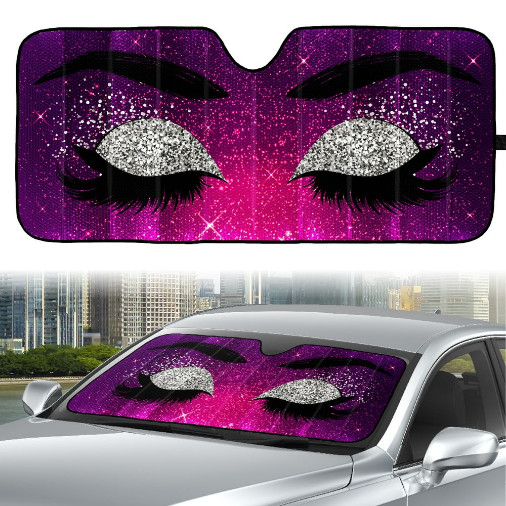 Auto Drive 1 Count Universal Windshield Girl's Eye Accordion Sun Shade