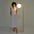 thumbnail image 5 of Brightech Luna Drop 66" LED Floor Lamp, Frosted Glass Globe Arcing Living Room Lamp, Mid-Century Modern Standing Lamp for Living Rooms, Bedrooms & Offices - Brass, 5 of 9