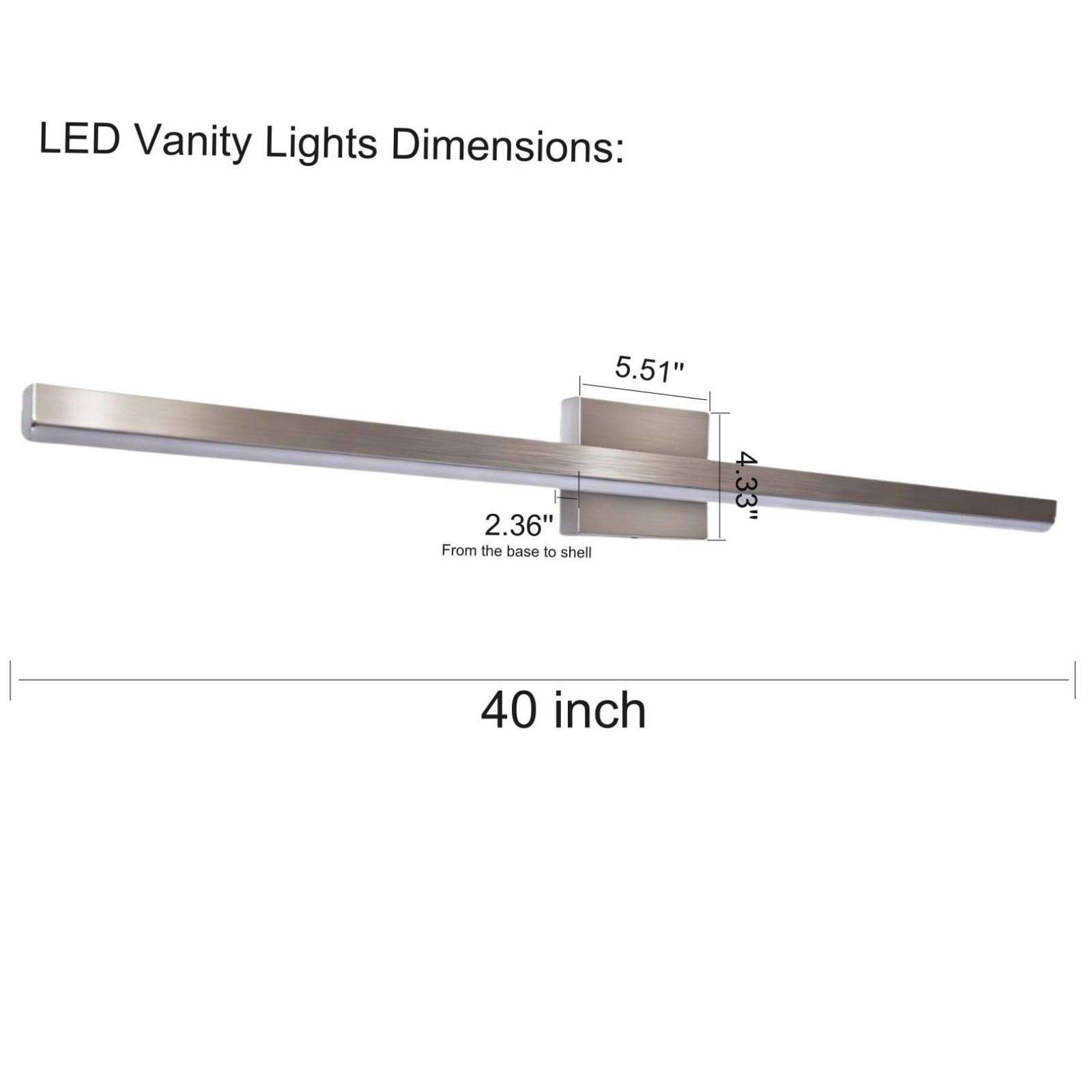 Goozegg 40 inch LED Bathroom Vanity Light, 3CCT Modern Vanity Lighting Fixtures, 30 Watt, Nickel