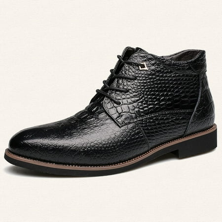 YJP Fur Winter Warm Men Formal Shoes Snow Boots Leather Waterproof Rain Snow Flats