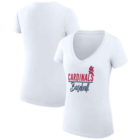 Women's G-III 4Her by Carl Banks White St. Louis Cardinals Super-Slim Fit Lightweight Team Graphic V-Neck T-Shirt