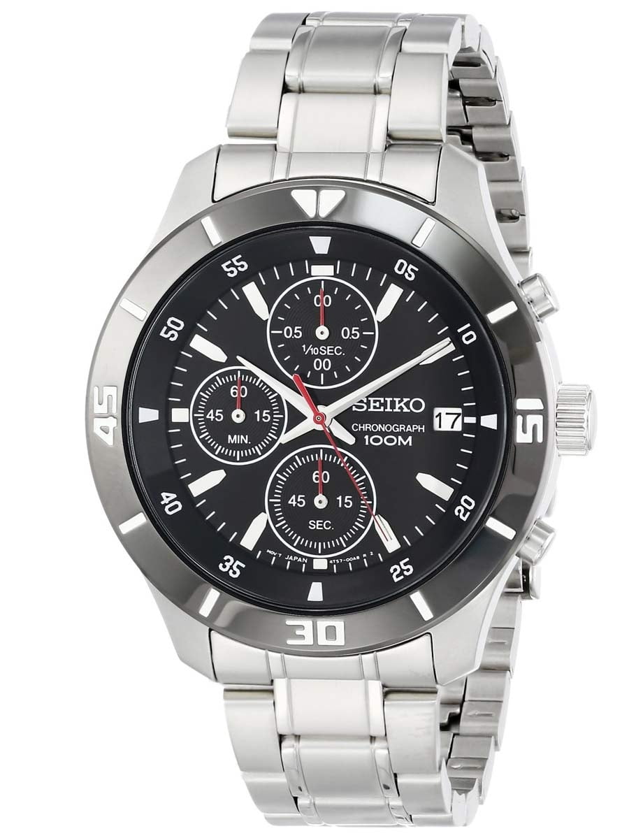Seiko Men's Chronograph Watch with Black Face, Stainless Steel ...