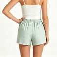 thumbnail image 6 of Women's Casual Loose Fit Lightweight Striped Shorts, Elastic Drawstring Waist, Soft Summer Beach Style, Travel Active Comfort, Casual Everyday | TruHer,Light Blue M, 6 of 8