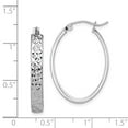 thumbnail image 2 of FB Jewels Sterling Silver Rhodium Plated Diamond Cut Oval Hoop Earrings, 2 of 2