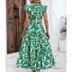 thumbnail image 5 of Vestido de Verano con Mangas Plisadas Mangas Voladoras Cuello Redondo Y Encaje, Vestido de Verano Informal Impreso, 5 of 5