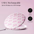 thumbnail image 3 of Fancii Taylor LED Lighted Travel Makeup Mirror, Rechargeable, 10x/1x Magnifying & 3 Light Settings - Compact, Portable, Large 5-inch Wide, for Handbag and Purses (Rosette Ribbon), 3 of 8