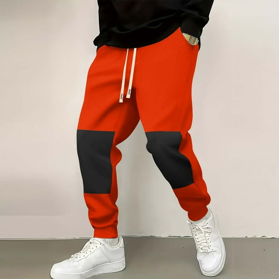 WSBDENLK Pants for Men Draw Rope Waist Pockets Bind The Feet Sweatpants