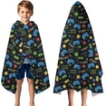 thumbnail image 3 of Colorful Controllers Games Icons Black Pattern Hooded Bath Towel，50"x30" for Ages 3 To 12 Kids, Quick Dry Lightweight Soft Microfiber Hood Beach Towel Cover Up for Kids, 3 of 7