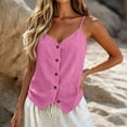 thumbnail image 5 of Hvogkswy Womens Button Down Linen Camisole Tops Solid V Neck Sleeveless Tops Loose Breathable Beach Vacation Summer Casual Tank Tops, 5 of 6