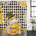 thumbnail image 2 of Yellow Gnomes Shower Curtain, Waterproof Shower Curtains for Bathroom, Vintage Buffalo Plaid Black Bee Daisy Washable Fabric Bathtub Curtain Set Bath Decor with 12 Hooks Standard 72"x72", 2 of 8