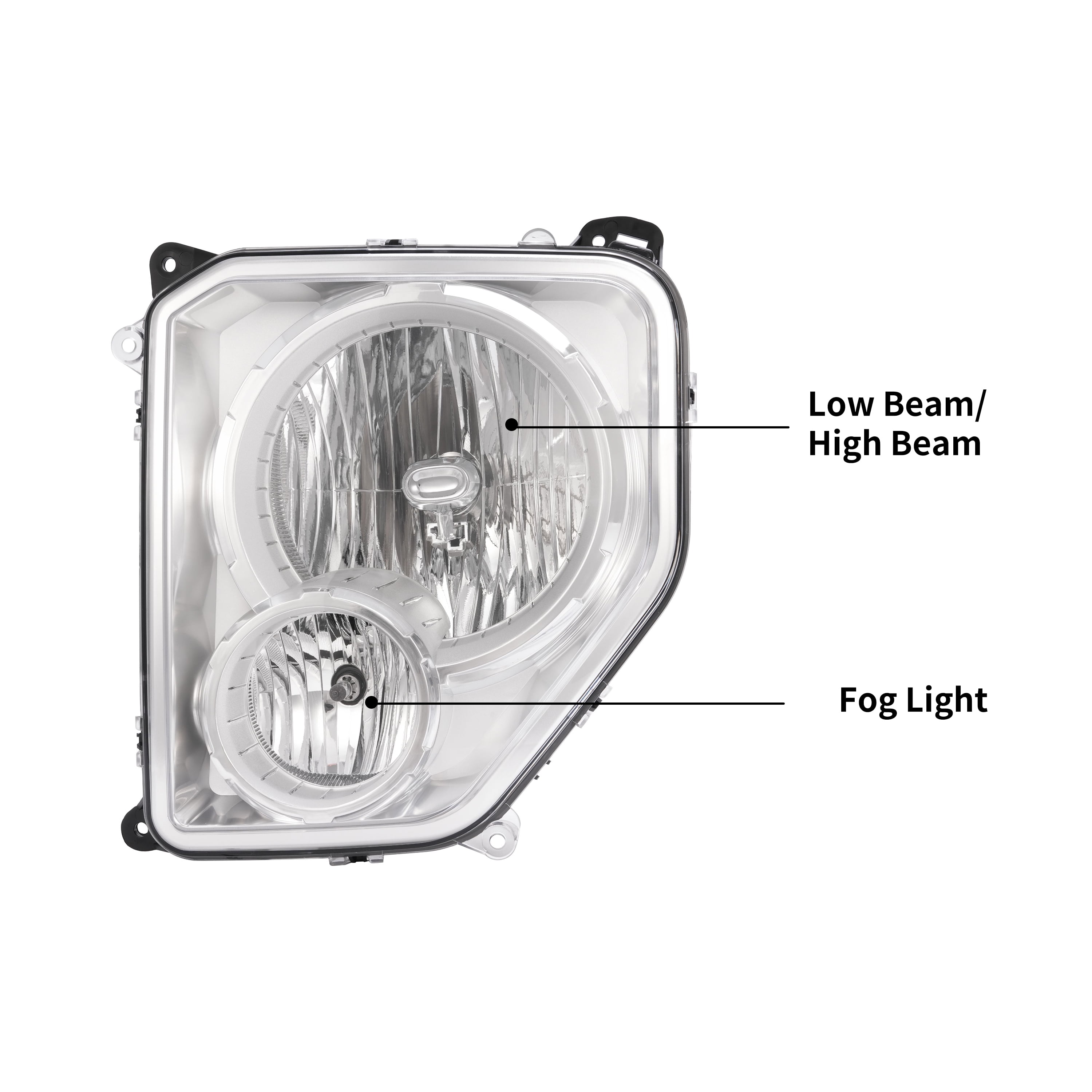 Kojem Left Headlight Assembly w/Fog Light for 2008-2012 Jeep Liberty Replacement for CH2502196 55157339AE Headlamp Fog Driving Lamp Driver Side