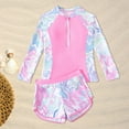 thumbnail image 2 of GXWEA Toddler Long Sleeve Swimsuit Girl Girls' Swimwear Toddler Girls Long Sleeve Swimsuits Girl Swimwear Little Girls Swimsuits 2 Pieces Toddler Rash Guard Swimsuit Print Pink 8-9 Years, 2 of 6