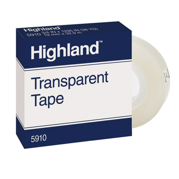 3M™ Highland™ 5910 Transparent Tape, 3/4" x 1,296", Pack Of 12
