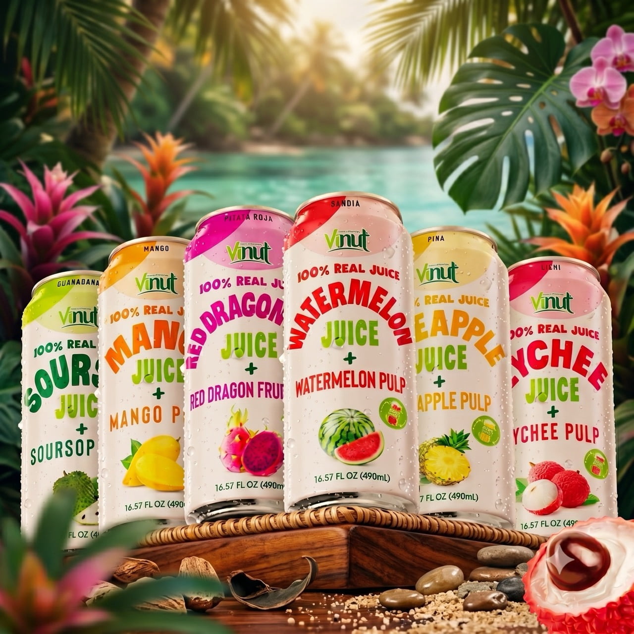 Vinut Discovery Box No-Pulp: Soursop, Red Grape, Ginger-Honey-Lime, Mango, Passionfruit, Watermelon